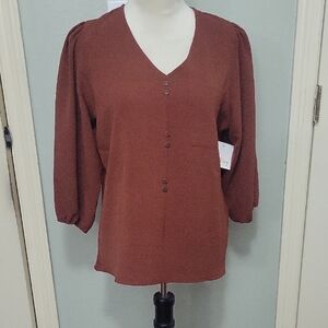 Elegant Brown V-Neck Women's Top